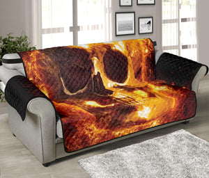 Skull In Flames Print Sofa Protector