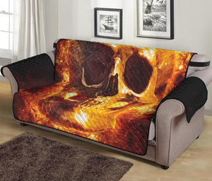 Skull In Flames Print Sofa Protector