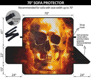 Skull In Flames Print Sofa Protector