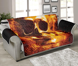 Skull In Flames Print Sofa Protector