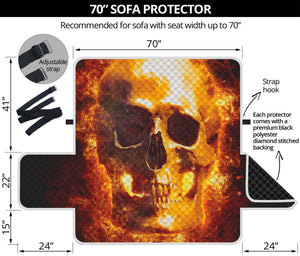 Skull In Flames Print Sofa Protector