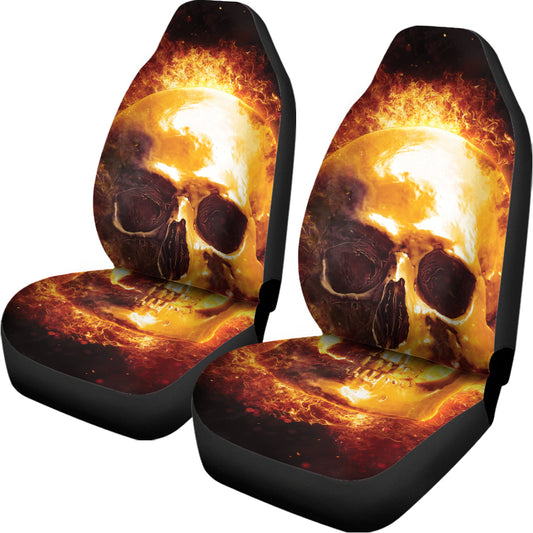 Skull In Flames Print Universal Fit Car Seat Covers
