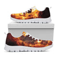 Skull In Flames Print White Running Shoes