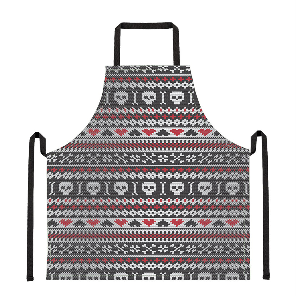 Skull Knitted Pattern Print Apron