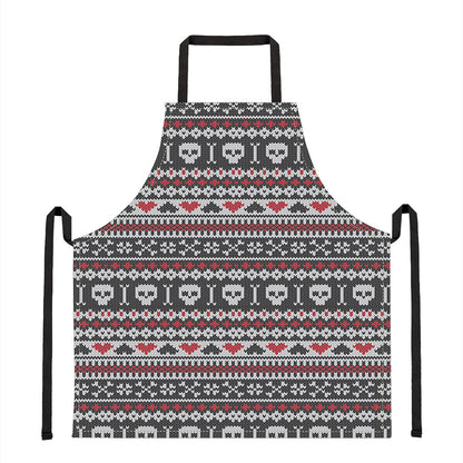 Skull Knitted Pattern Print Apron