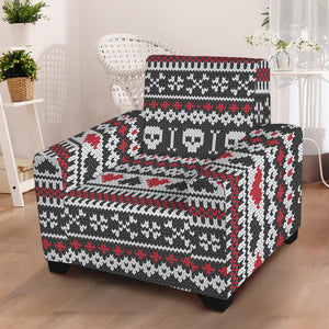 Skull Knitted Pattern Print Armchair Slipcover