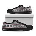 Skull Knitted Pattern Print Black Low Top Sneakers