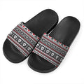 Skull Knitted Pattern Print Black Slide Sandals