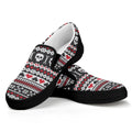 Skull Knitted Pattern Print Black Slip On Sneakers