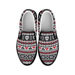 Skull Knitted Pattern Print Black Slip On Shoes