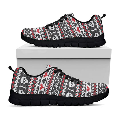 Skull Knitted Pattern Print Black Sneakers