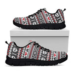 Skull Knitted Pattern Print Black Sneakers