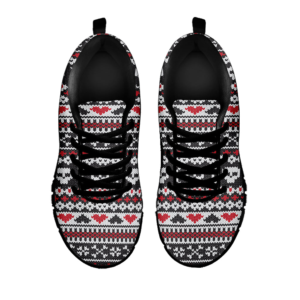Skull Knitted Pattern Print Black Sneakers