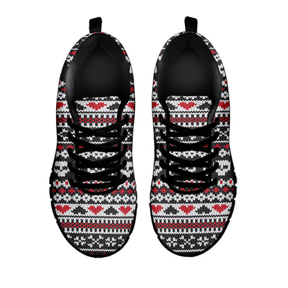 Skull Knitted Pattern Print Black Sneakers