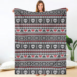 Skull Knitted Pattern Print Blanket