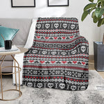 Skull Knitted Pattern Print Blanket