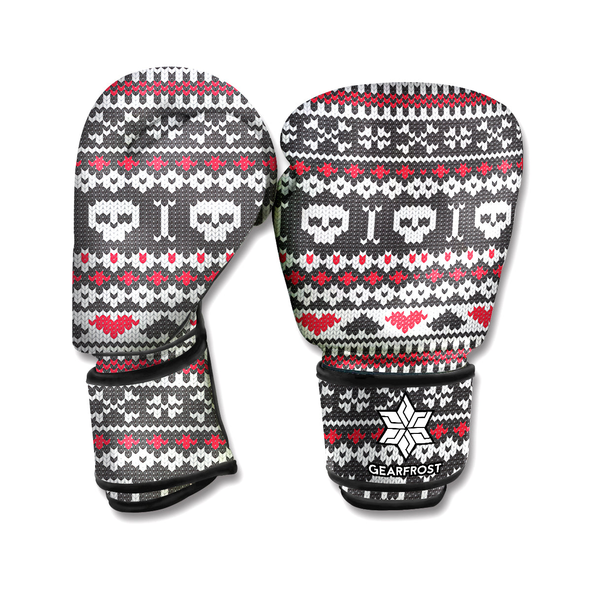 Skull Knitted Pattern Print Boxing Gloves