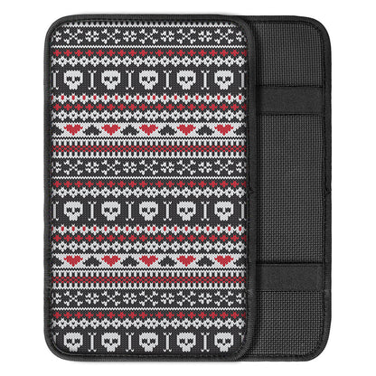 Skull Knitted Pattern Print Car Center Console Cover