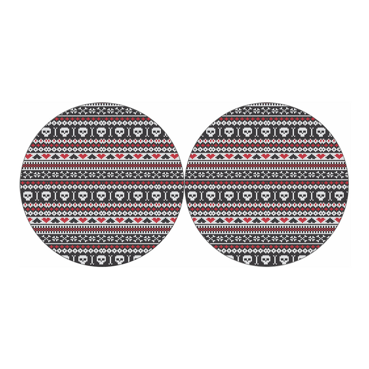 Skull Knitted Pattern Print Car Coasters