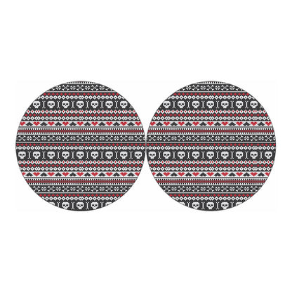 Skull Knitted Pattern Print Car Coasters