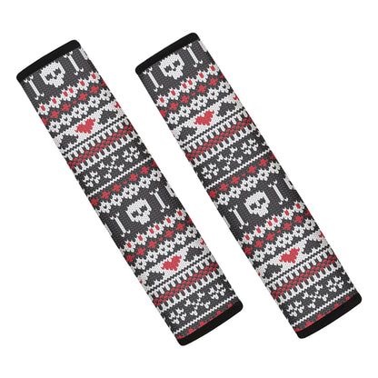 Skull Knitted Pattern Print Car Seat Belt Covers
