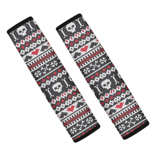 Skull Knitted Pattern Print Car Seat Belt Covers