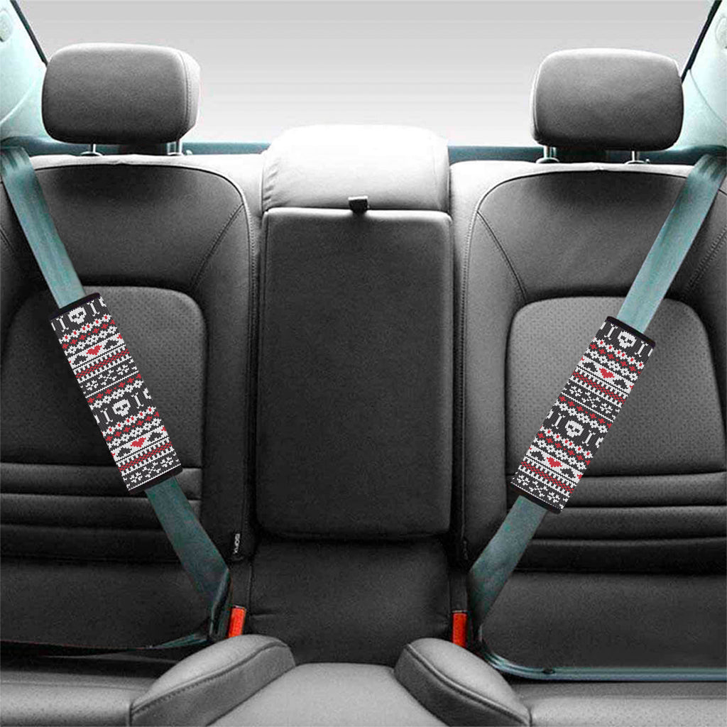 Skull Knitted Pattern Print Car Seat Belt Covers
