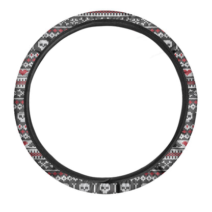 Skull Knitted Pattern Print Car Steering Wheel Cover