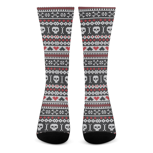 Skull Knitted Pattern Print Crew Socks