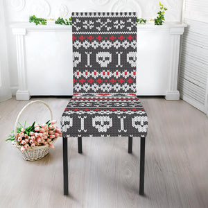 Skull Knitted Pattern Print Dining Chair Slipcover