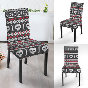 Skull Knitted Pattern Print Dining Chair Slipcover