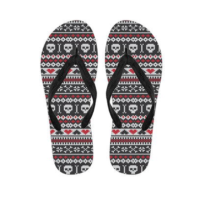 Skull Knitted Pattern Print Flip Flops