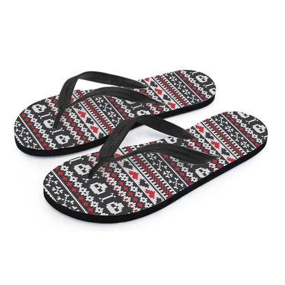 Skull Knitted Pattern Print Flip Flops