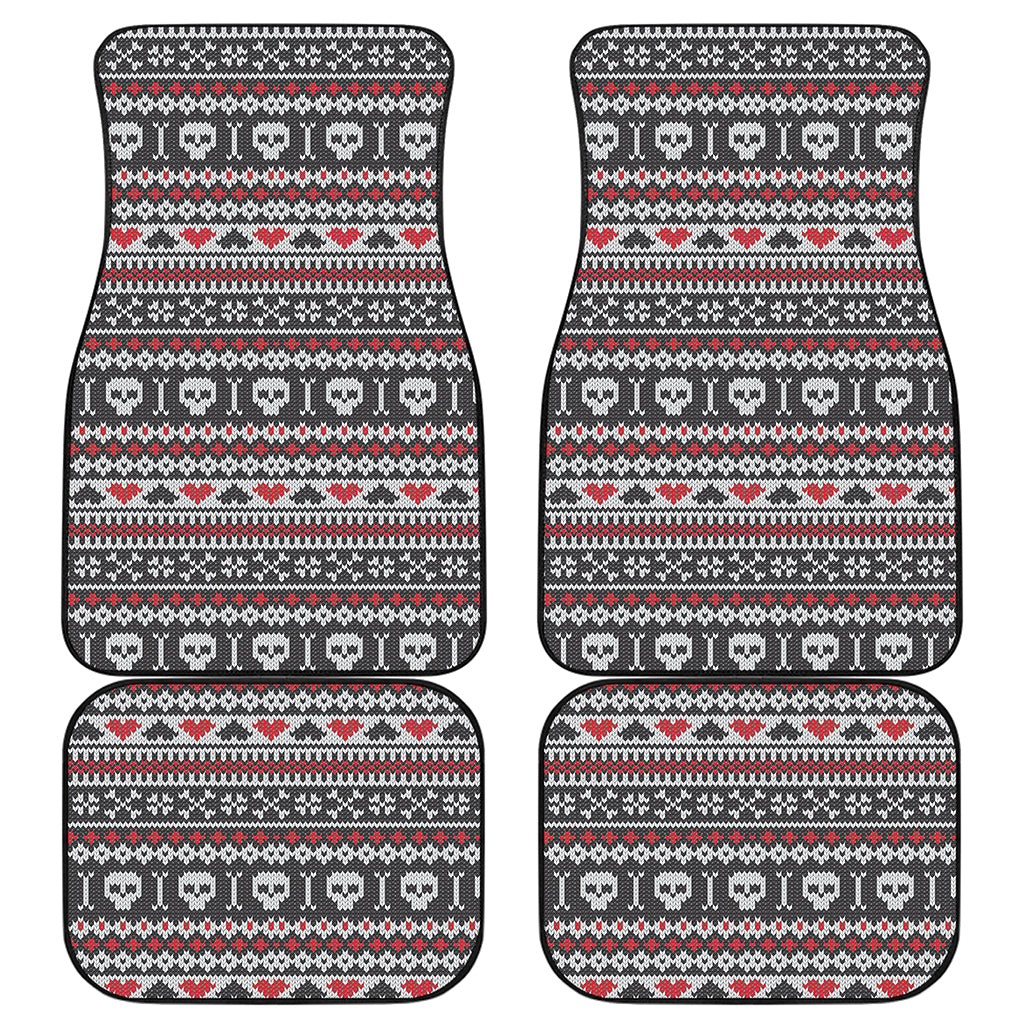 Skull Knitted Pattern Print Front and Back Car Floor Mats