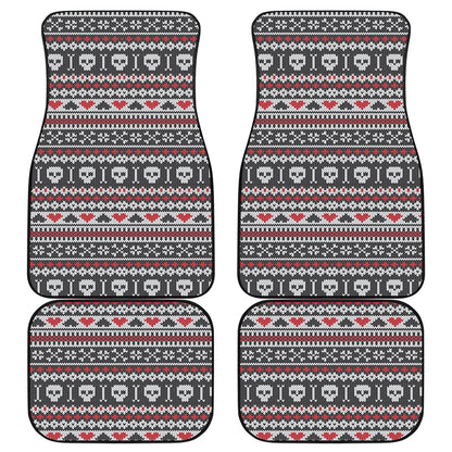Skull Knitted Pattern Print Front and Back Car Floor Mats