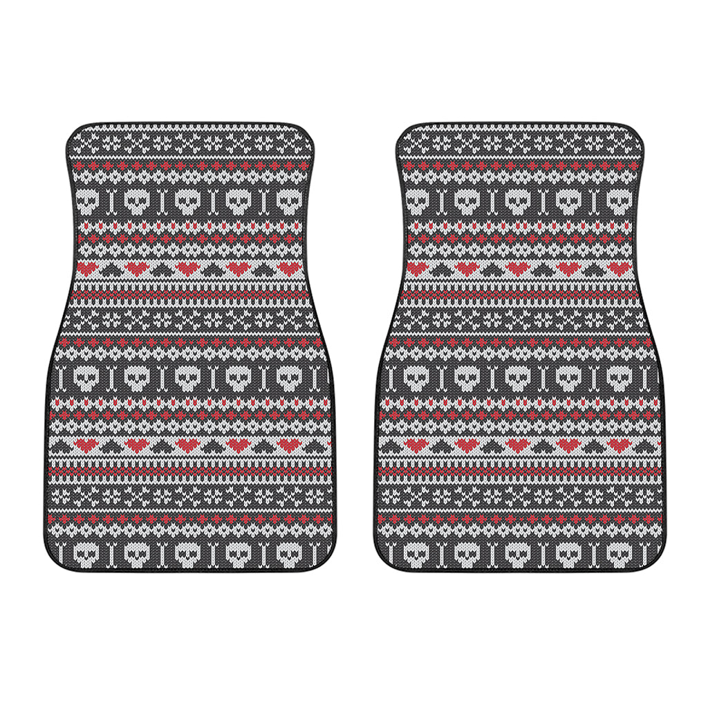 Skull Knitted Pattern Print Front Car Floor Mats