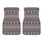 Skull Knitted Pattern Print Front Car Floor Mats