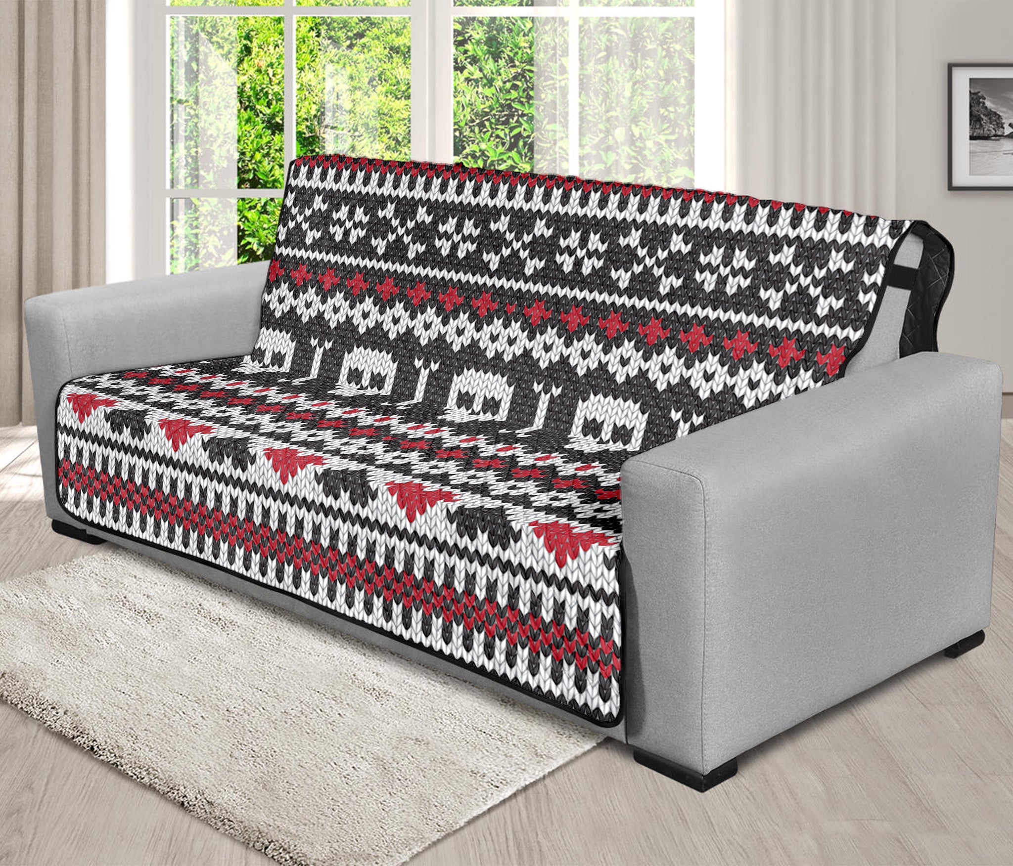 Skull Knitted Pattern Print Futon Protector