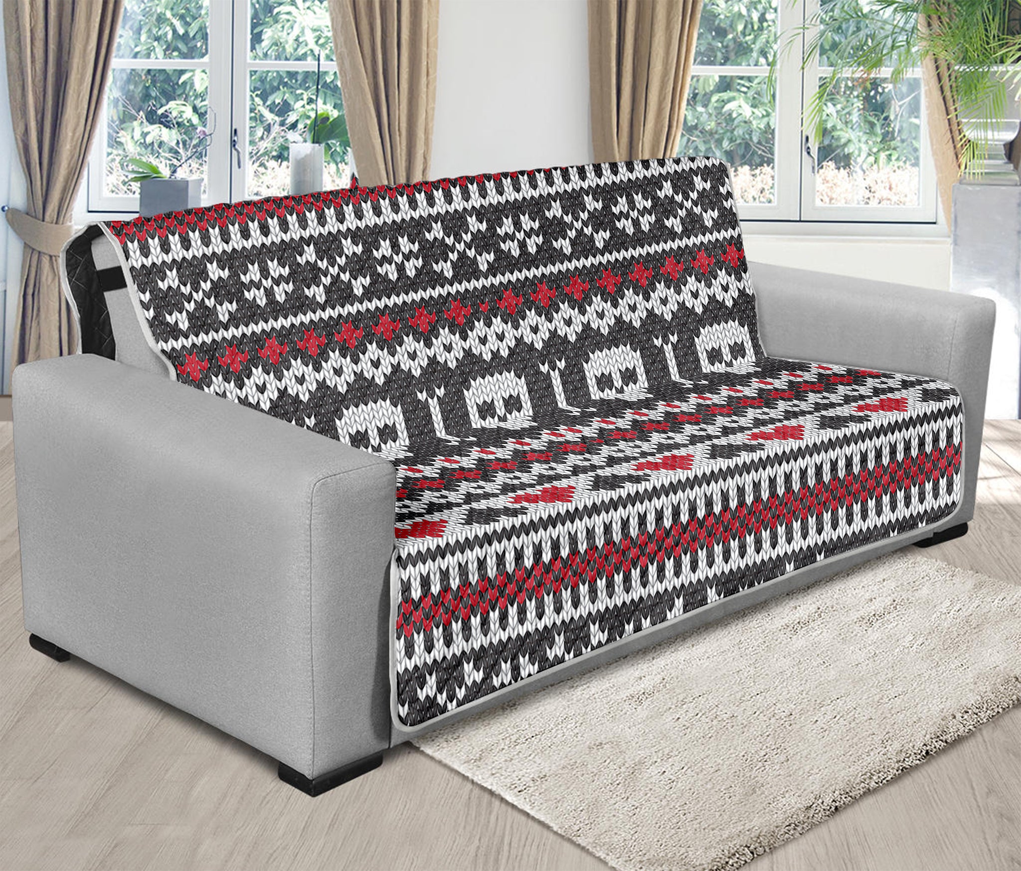 Skull Knitted Pattern Print Futon Protector