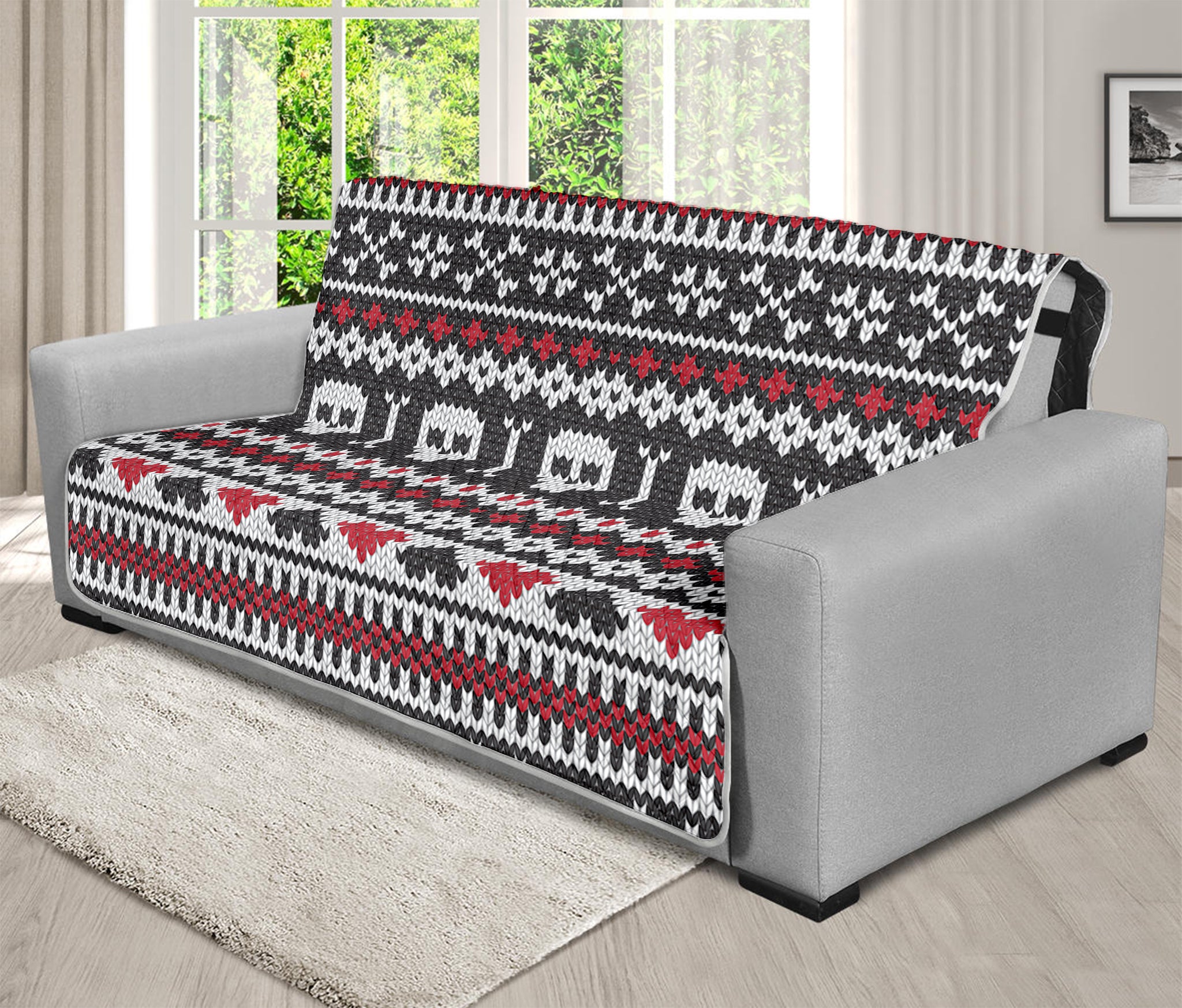 Skull Knitted Pattern Print Futon Protector