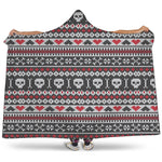 Skull Knitted Pattern Print Hooded Blanket