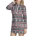 Skull Knitted Pattern Print Hoodie Dress