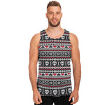 Skull Knitted Pattern Print Men's Tank Top