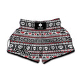 Skull Knitted Pattern Print Muay Thai Boxing Shorts