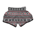 Skull Knitted Pattern Print Muay Thai Boxing Shorts