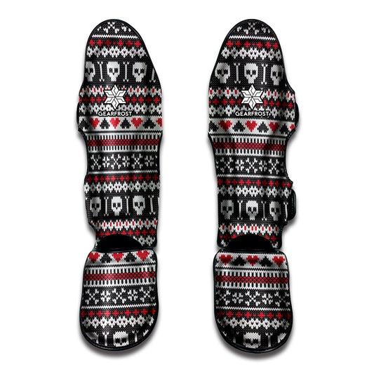 Skull Knitted Pattern Print Muay Thai Shin Guard