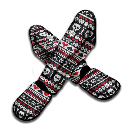 Skull Knitted Pattern Print Muay Thai Shin Guard