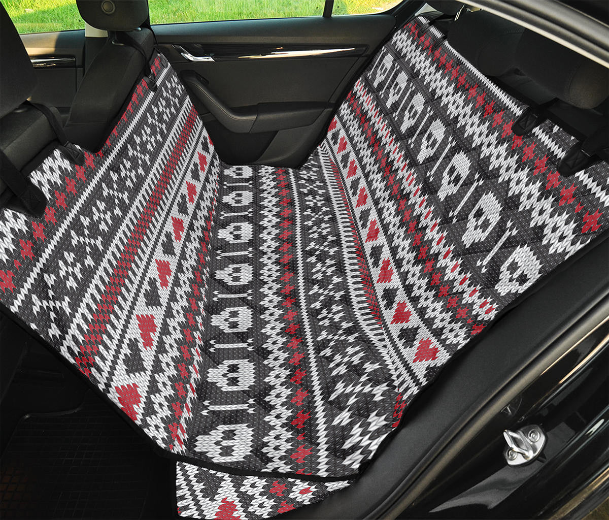 Skull Knitted Pattern Print Pet Car Back Seat Cover