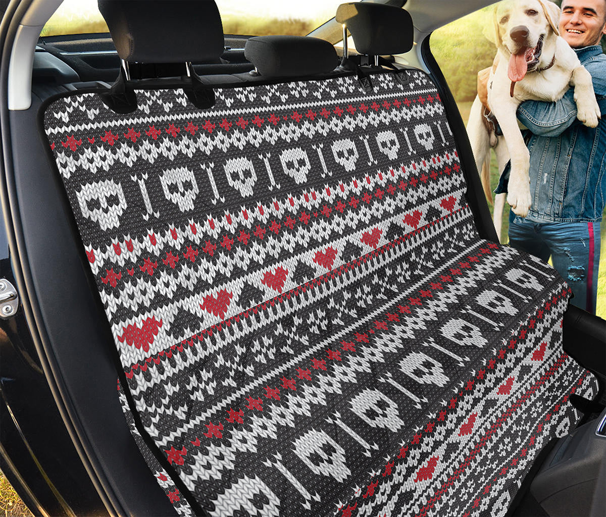 Skull Knitted Pattern Print Pet Car Back Seat Cover