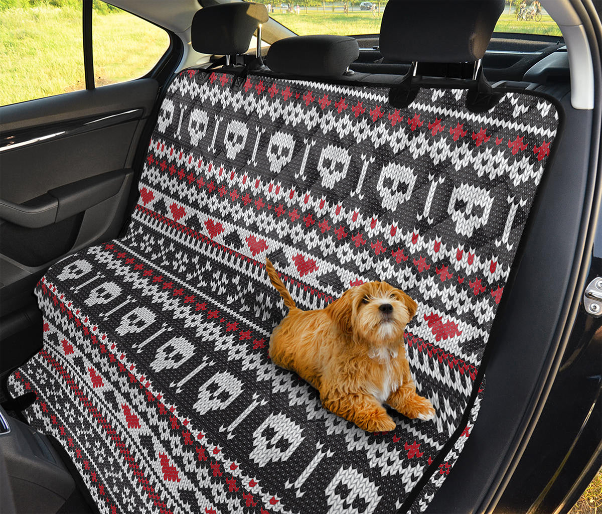 Skull Knitted Pattern Print Pet Car Back Seat Cover